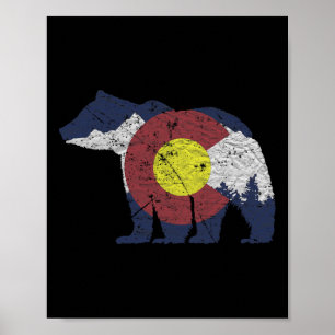 Póster Bandera del estado de Colorado Montañas Rocosas Es