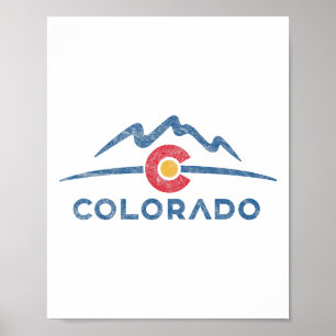 Póster Bandera del estado de Colorado Montañas Rocosas Es