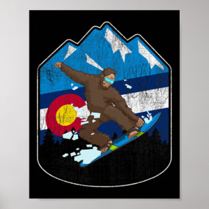 Póster Bandera Del Estado De Colorado Snowboard Gift Bigf