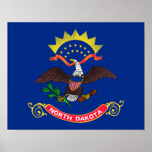 Póster Bandera del Estado de Dakota del Norte
