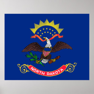 Póster Bandera del estado de Dakota del Norte