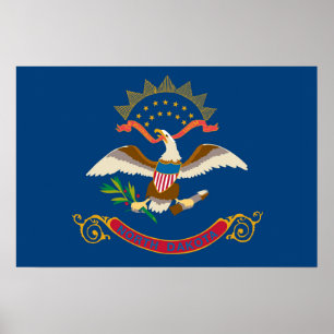 Póster Bandera del Estado de Dakota del Norte, Estados Un