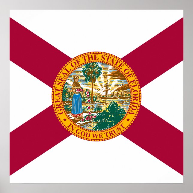 Póster Bandera del estado de Florida (Frente)