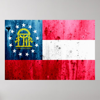 Póster Bandera del Estado de Grunge de Georgia
