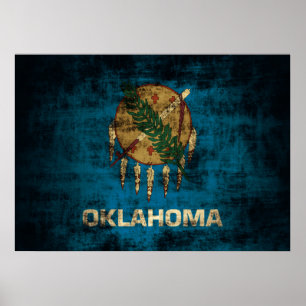 Póster Bandera del estado de Grunge de Oklahoma