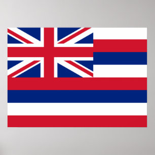 Póster Bandera del estado de Hawaii
