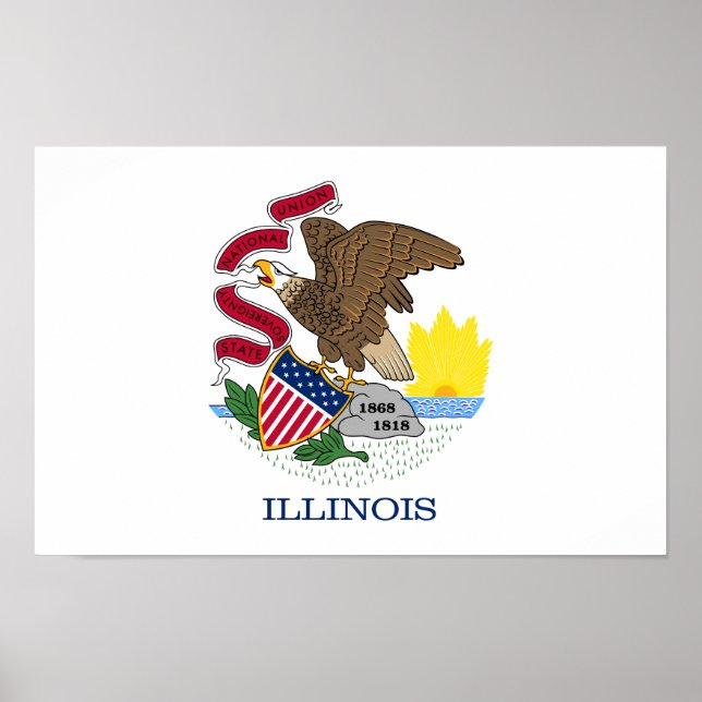 Póster Bandera del estado de Illinois (Frente)