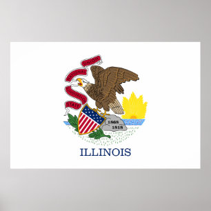 Póster Bandera del Estado de Illinois
