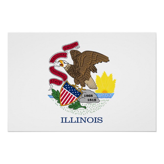 Póster Bandera del estado de Illinois (Anverso)