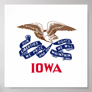 Póster Bandera del estado de Iowa