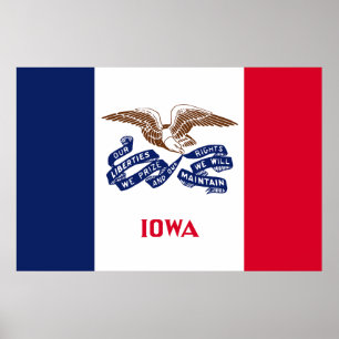 Póster Bandera del estado de Iowa
