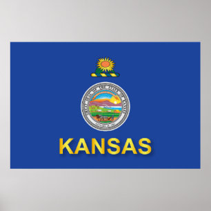 Póster Bandera del Estado de Kansas