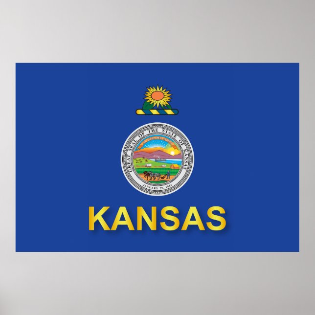 Póster Bandera del Estado de Kansas (Frente)
