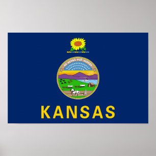 Póster Bandera del estado de Kansas