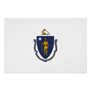 Póster Bandera del estado de Massachusetts