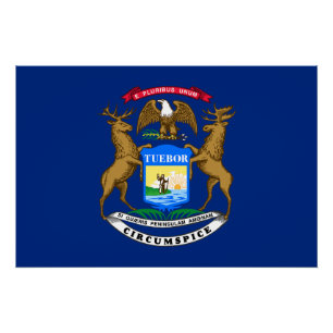 Póster Bandera del estado de Michigan