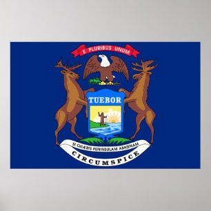 Póster Bandera del estado de Michigan