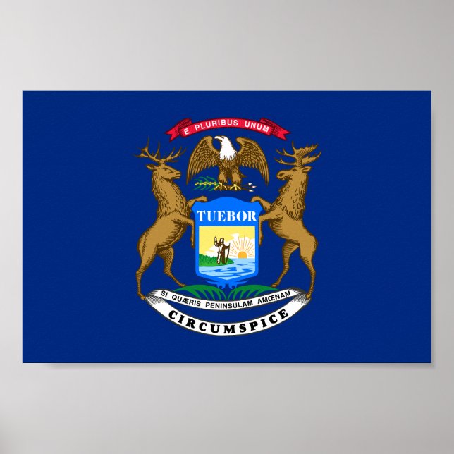 Póster Bandera del estado de Michigan (Frente)
