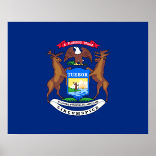 Póster Bandera del estado de Michigan