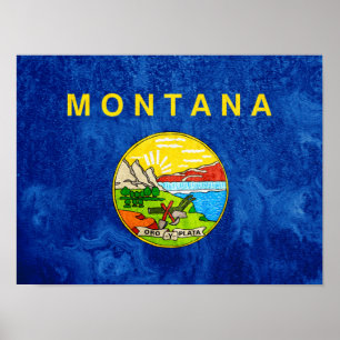 Póster Bandera del Estado de Montana