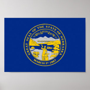 Póster Bandera del estado de Nebraska