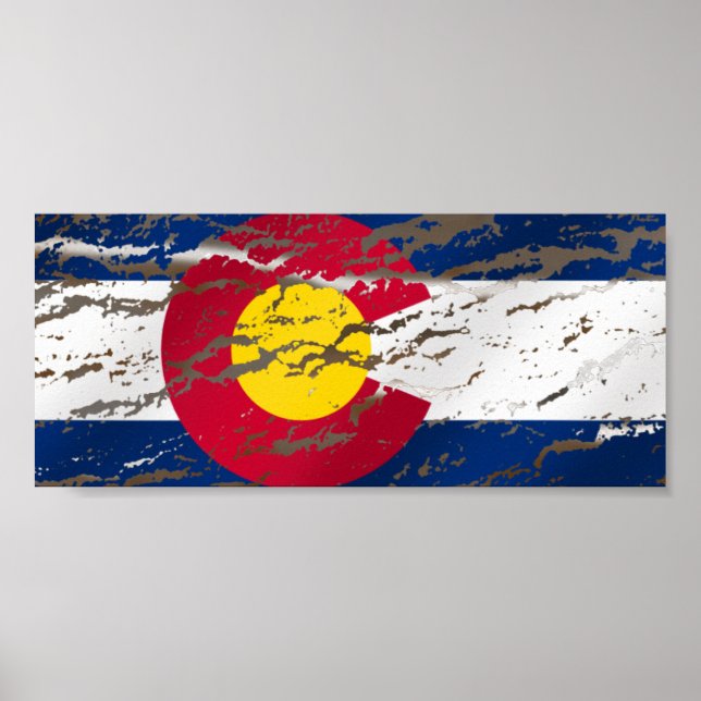 Póster Bandera del Estado de Retro Colorado (Frente)