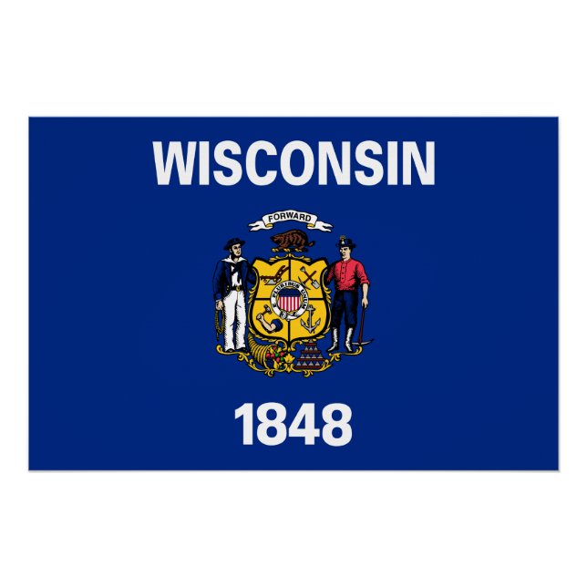 Póster Bandera del estado de Wisconsin (Anverso)