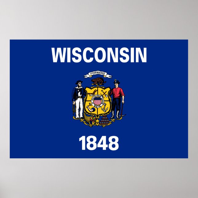 Póster Bandera del estado de Wisconsin (Frente)