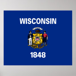 Póster Bandera del Estado de Wisconsin