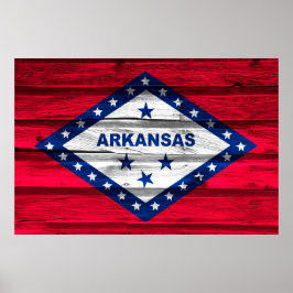 Póster Bandera del Estado Grunge de Arkansas