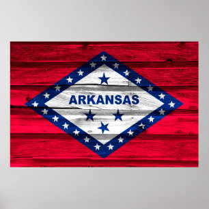 Póster Bandera del Estado Grunge de Arkansas