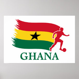 Póster Bandera del fútbol de Ghana