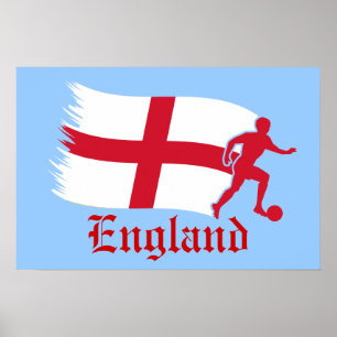 Póster Bandera del fútbol de Inglaterra