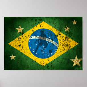 Póster Bandera del Grunge del Brasil para los deportes