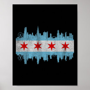 Póster Bandera del horizonte de la ciudad de Chicago - Ci