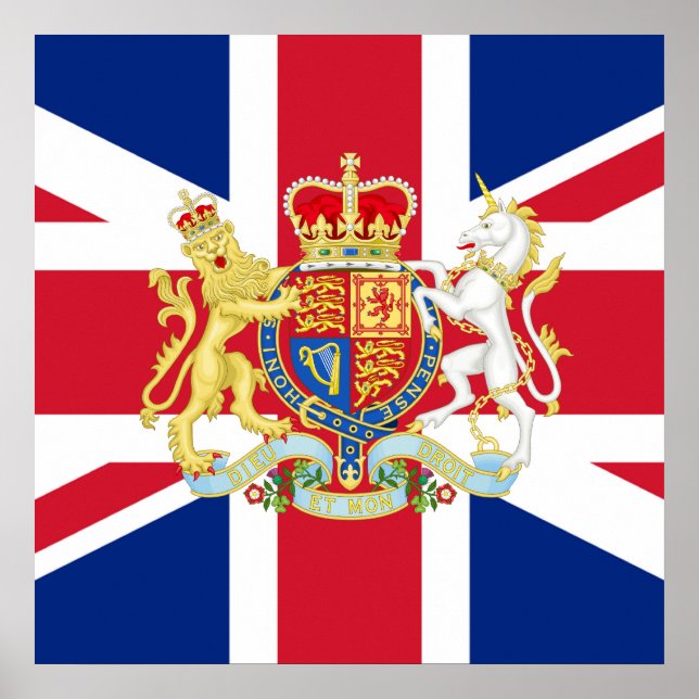 Póster Bandera del Jubileo de Diamante y Escudo Real (Frente)
