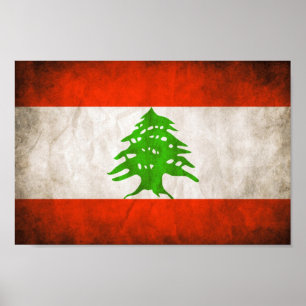 Póster Bandera del Líbano Grungy