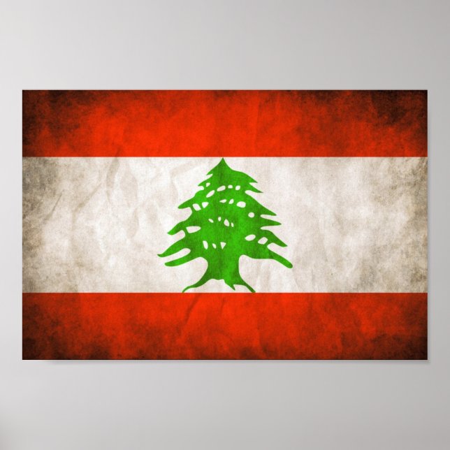 Póster Bandera del Líbano Grungy (Frente)