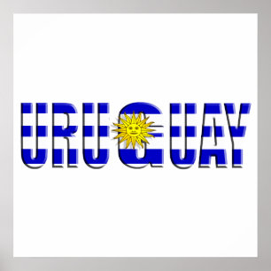 Póster Bandera del logo de Uruguay con el logotipo del So
