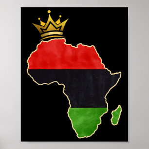 Póster Bandera del mapa africano de la reina africana nor