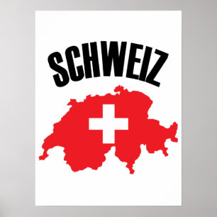 Póster Bandera del mapa de Suiza de Schweiz