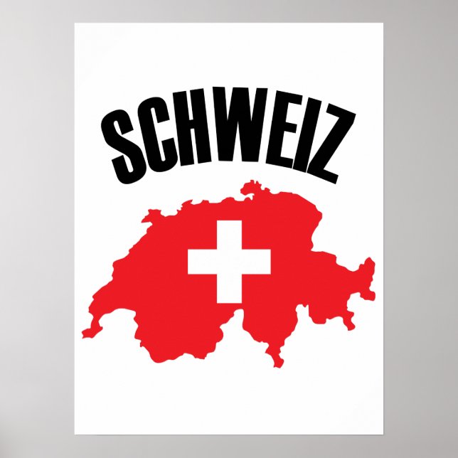 Póster Bandera del mapa de Suiza de Schweiz (Frente)