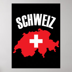 Póster Bandera del mapa de Suiza de Schweiz