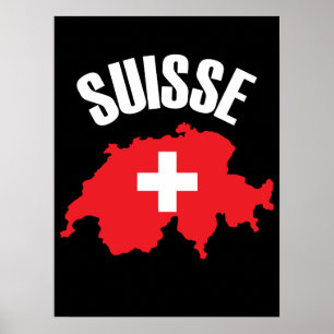 Póster Bandera del mapa de Suiza de Suisse