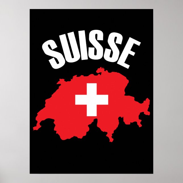 Póster Bandera del mapa de Suiza de Suisse (Frente)