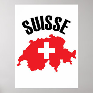 Póster Bandera del mapa de Suiza de Suisse