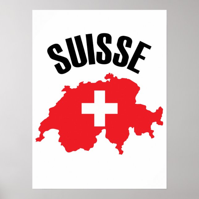 Póster Bandera del mapa de Suiza de Suisse (Frente)