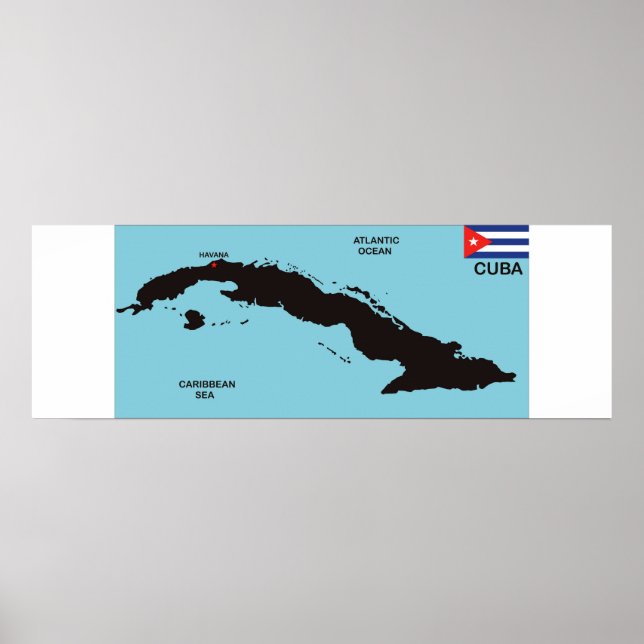 Póster Bandera del mapa político de Cuba (Frente)
