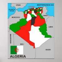 bandera del mapa político del país argelino