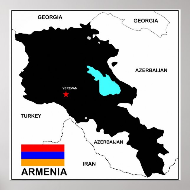 Póster bandera del mapa político del país armenio (Frente)